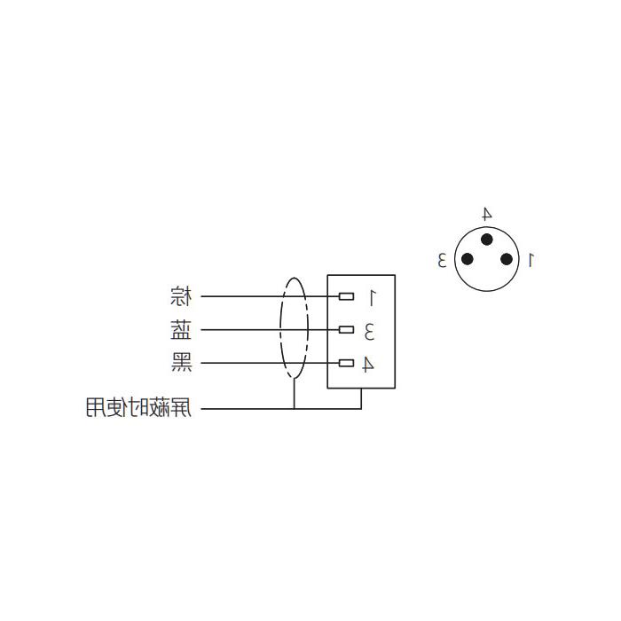 M8 3Pin, male straight, single-end precast PVC non-flexible cable, gray sheathing, 63S003-XXX